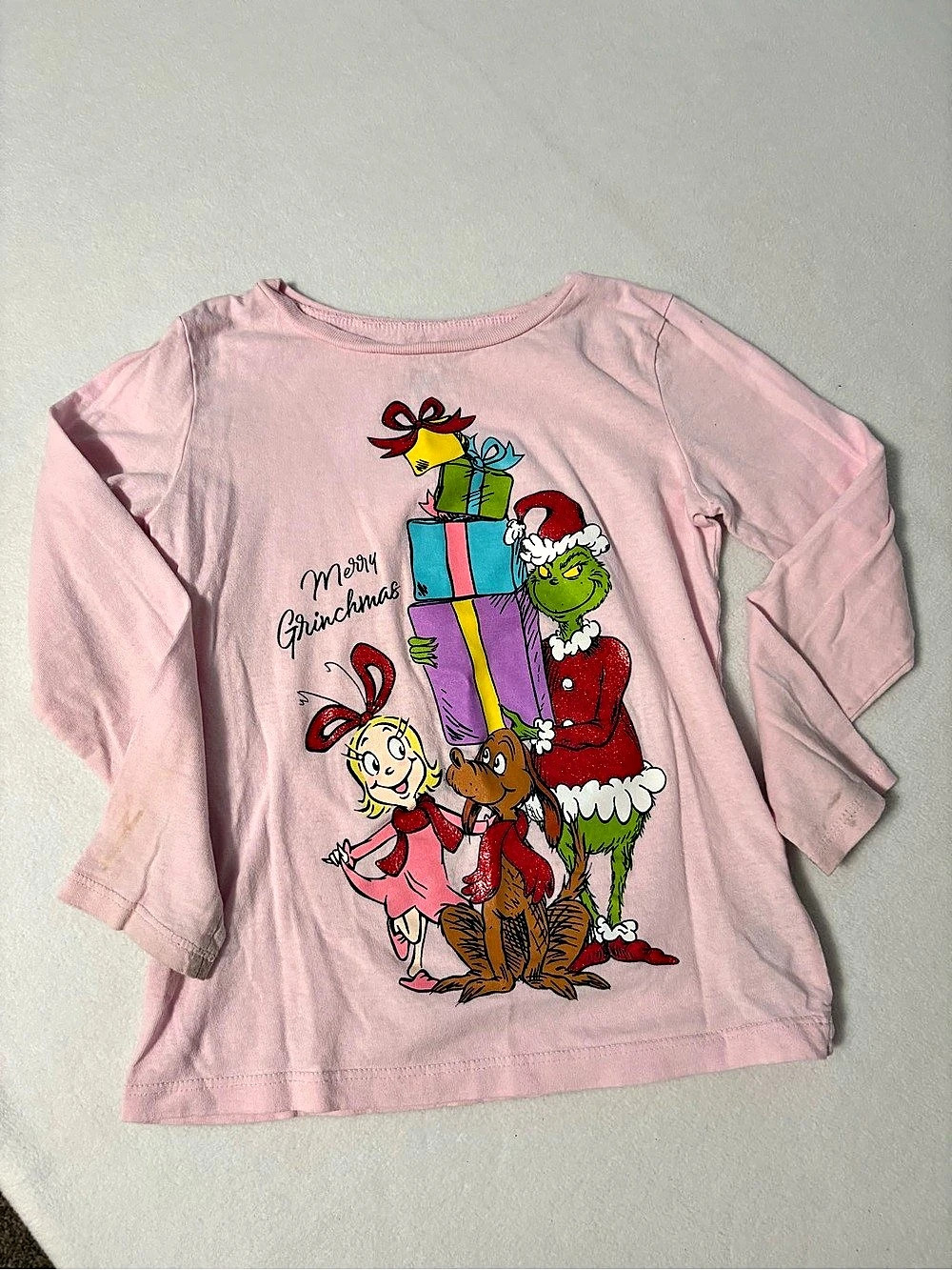 The Grinch Long Sleeve Graphic Tee in Pink Size 6/6X